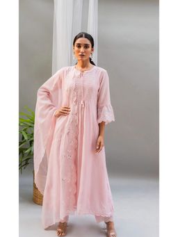 AM by Anita Mittal - Pink Saadgi A-Line Kurta with Pant and Dupatta