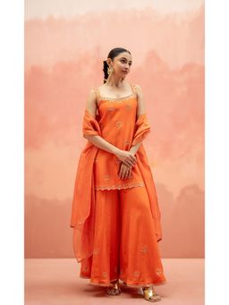 AM by Anita Mittal - Noor Orange Kurti with Sharara and Dupatta
