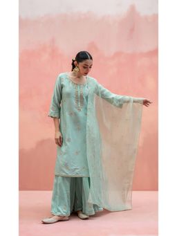 AM by Anita Mittal - Noor Blue Kurta with Sharara and Dupatta