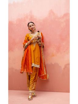 AM by Anita Mittal - Anjum Mustard Kurta with Pant and Dupatta