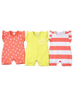 Blumbuds - Baby Girls Multi-Colour Cotton Romper- (Pack Of 3)