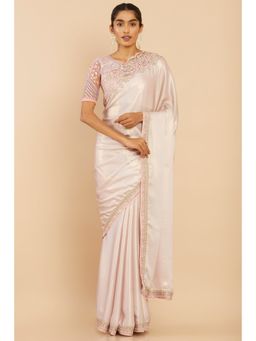 Soch - Women Pink Georgette Embellished & Sequined Saree with Unstitched Blouse
