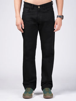 Louis Stitch - Men Solid Black Mid Rise Regular Fit Jeans