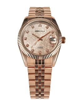 Aries Gold - Heritage Swiss Quartz Rose Gold Crystal Round Dial Womens Watch - B R68Q FRD-RGC