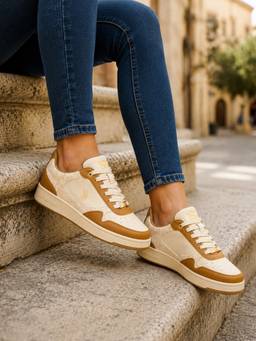 U.S. POLO ASSN. - Women Ira Cream Sneakers With Monogram Print