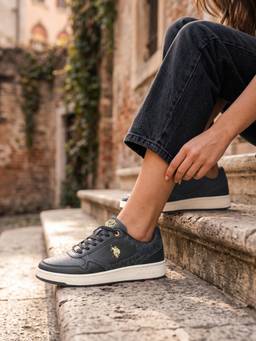 U.S. POLO ASSN. - Women Ira Black Sneakers With Monogram Print