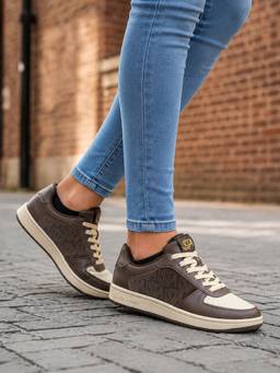U.S. POLO ASSN. - Women Brown Veera Light Weight Sneakers With Monogram Print