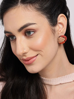 Sohi - Red Beige Contemporary Studs Earrings
