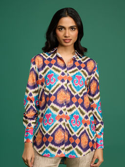 Gajra Gang - Purple Crepe Print Block Shirt Casa Mexicana