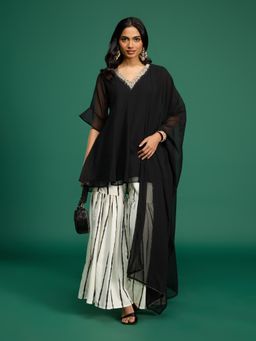 Gajra Gang - Black Georgette Embroidered Kurta with Sharara & Dupatta Desert Rani
