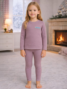 Little Surprise Box - Lsb Mauve Upper & Lower Body Thermal Winter Warmers (Set of 2)