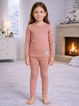 Little Surprise Box - Peach Upper & Lower Body Thermal Winter Warmers (Set of 2)
