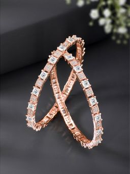 Peora - Rose Gold Plated Cubic Zirconia Studded Fancy Bangles