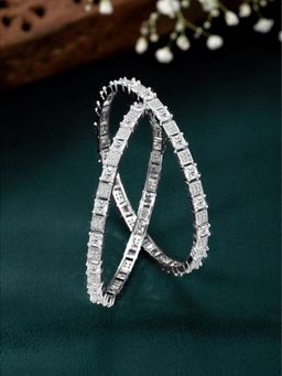 Peora - Silver Plated Cubic Zirconia Studded Fancy Bangles