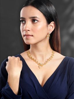 Peora - Gold Plated Cubic Zirconia Studded Jewellery Set For Women