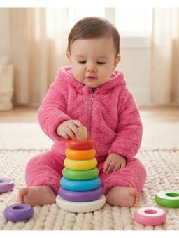 BABYZONE - Soft Fleece Baby Romper with Hood For Newborn Baby - Pink