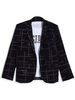 CHARCHIT - Boys Single-Breasted Textured Pattern Blazer with T-shirt - Purple