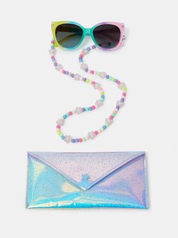 Accessorize London - Kids Ombre Sunglasses and Sunglasses Chain with Case - Multi-Color