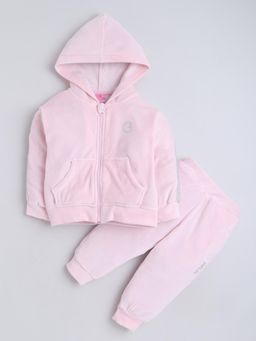Little Kangaroos - Girls Fur Hoodie and Joggers - Pink