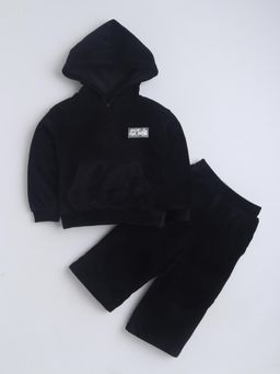 Little Kangaroos - Girls Fur Hoodie and Joggers - Black