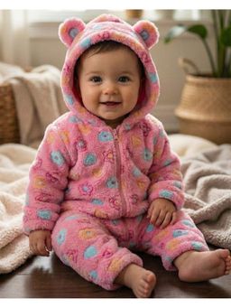 BABYZONE - Boys Casual Floral Wool Blend Romper - Pink