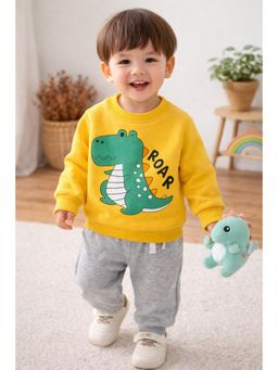 Googo Gaaga - Kids Boys Cotton Printed Full Sleeve Sweatshirt and Joggers - Yellow