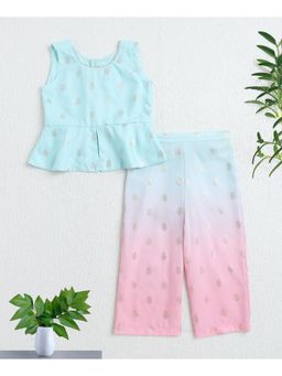 The Magic Wand - Blue Woven Sleeveless Foil Printed Co-Ord Set