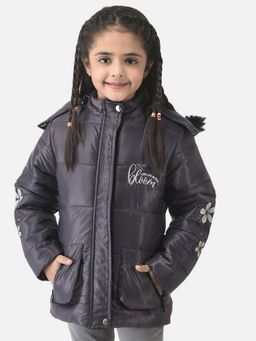 CRIMSOUNE CLUB - Girls Black Padded Jacket with Typographic Detailing