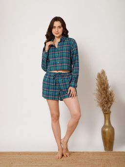 Drape In Vogue - Cotton Checkered Shirt and Shorts