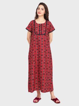 evolove - Maroon Vibrant Bliss Cotton Nighty