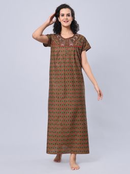 evolove - Olive Vibrant Bliss Cotton Nighty