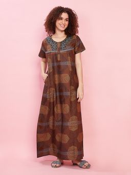 evolove - Brown Vibrant Bliss Cotton Nighty