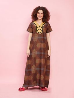evolove - Brown Vibrant Bliss Cotton Nighty