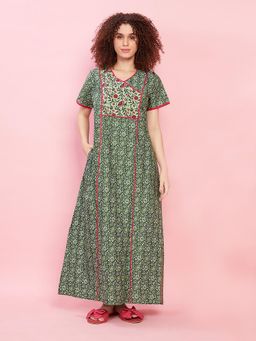 evolove - Green Vibrant Bliss Cotton Nighty