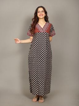 evolove - Black Vibrant Bliss Cotton Nighty