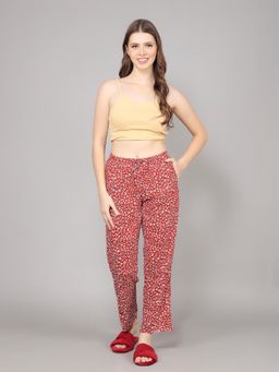 evolove - Red Rayon Pyjama for Women