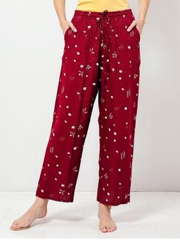 evolove - Maroon Rayon Pyjama for Women