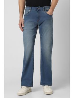 Peter England - Men Blue Mid Wash Regular Fit Jeans