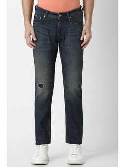 Peter England - Men Navy Dark Wash Slim Jeans