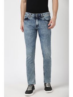 Peter England - Men Blue Light Wash Slim Jeans
