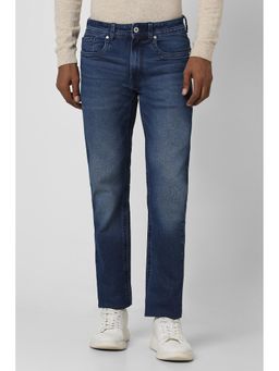 Peter England - Men Navy Mid Wash Regular Fit Jeans