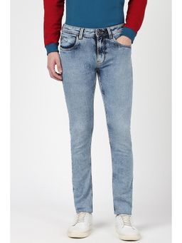 Peter England - Men Blue Light Wash Low Skinny Fit Jeans
