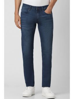Peter England - Men Navy Mid Wash Low Skinny Fit Jeans