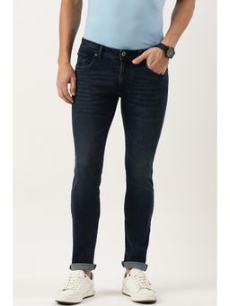 Peter England - Men Navy Dark Wash Low Skinny Fit Jeans