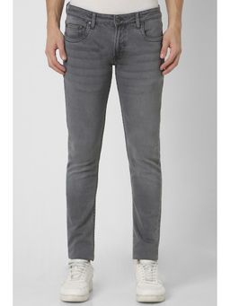 Peter England - Men Grey Light Wash Low Skinny Fit Jeans