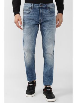 Peter England - Men Blue Mid Wash Slim Fit Jeans