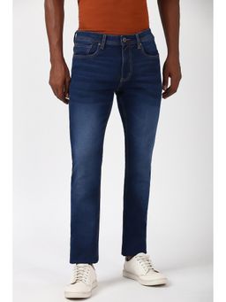 Peter England - Men Navy Mid Wash Regular Jeans