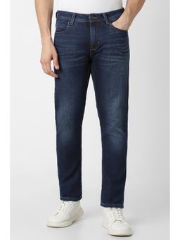 Peter England - Men Navy Mid Wash Slim Jeans