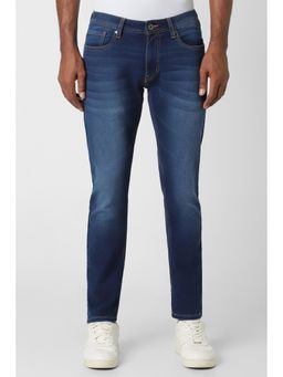 Peter England - Men Navy Mid Wash Slim Jeans