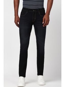 Peter England - Men Black Dark Wash Low Skinny Fit Jeans